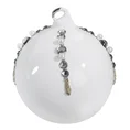 Bombka choinkowa zdobiona cyrkoniami i perłowymi koralikami - ∅ 8 cm - biały 2