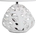 Lampka stołowa DAKOTA  na ceramicznej ażurowej podstawie z abażurem z matowej tkaniny - 25 x 16 x 40 cm - biały 4