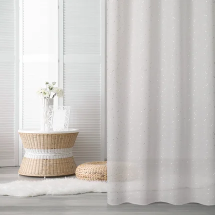 DESIGN 91 Dekoracja okienna RIVIA z nadrukiem srebrnych trójkątów DESIGN 91 Dekoracja okienna RIVIA z nadrukiem srebrnych trójkątów - 140 x 250 cm