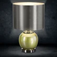 Lampa stołowa MERRY z podstawą łączącą szkło i metal oraz welwetowym abażurem - ∅ 30 x 47 cm - oliwkowy 1