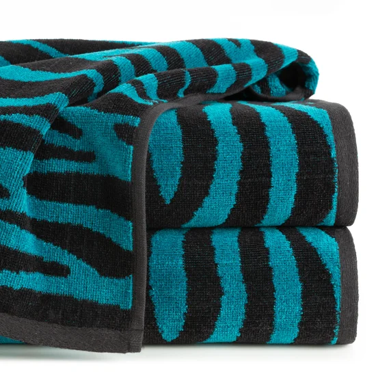Ręcznik ZEBRA z motywem zwierzęcych pasów - 50 x 90 cm - czarny