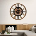 Duży dekoracyjny zegar ścienny z rzymskimi cyframi i  kołami zębatymi, styl retro, 50 cm średnicy - 50 x 6 x 50 cm - czarny 4
