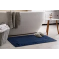 Dywanik łazienkowy NIKA z bawełny, dobrze chłonący wodę z geometrycznym wzorem wykończony błyszczącą nicią - 50 x 70 cm - granatowy 1