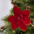 Świąteczny kwiat dekoracyjny z welwetu zdobiony koronką - 16 cm - czerwony 1