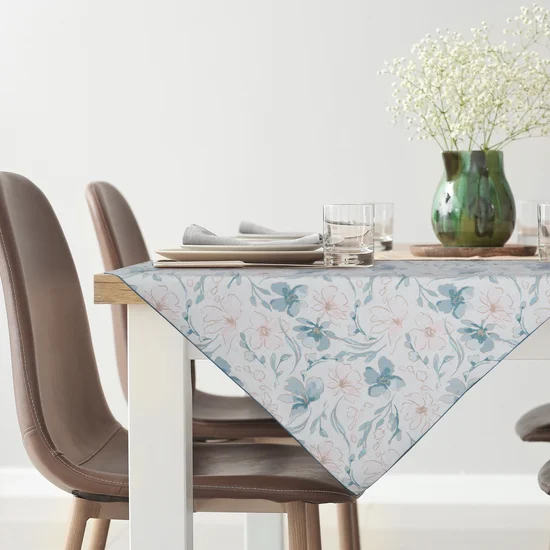 Obrus INES 10 z nadrukowanym motywem pastelowych kwiatów - 85 x 85 cm - beżowy
