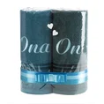 Zestaw prezentowy - komplet 2 szt. ręczników z haftem ONA i ON - 25 x 25 x 10 cm - ciemnoturkusowy 1
