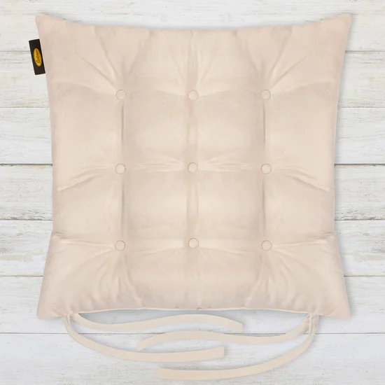 ADORE dwustronna welurowa poduszka siedziskowa na krzesło z dziewięcioma pikowaniami, gramatura 195 g/m2 - 40x40x6 cm - beżowy