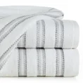 Ręcznik z bordiurą w pasy - 70 x 140 cm - biały 1