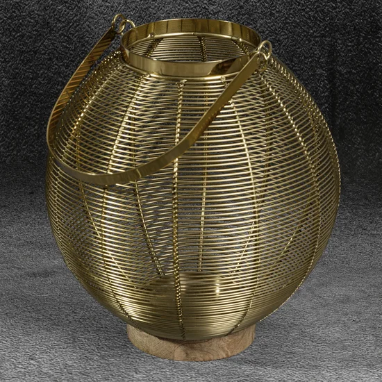 Lampion dekoracyjny MELA złoty z metalu - ∅ 27 x 29 cm - złoty