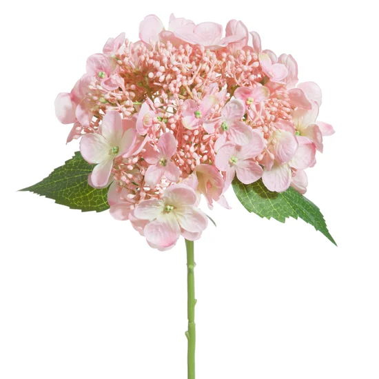 HORTENSJA kwiat sztuczny dekoracyjny z płatkami z jedwabistej tkaniny - 53 cm - różowy