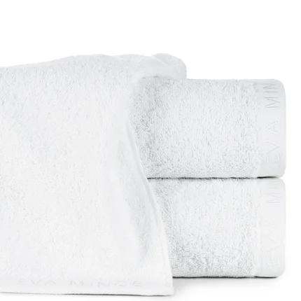Ręcznik kąpielowy 50x90 cm bawełniany kolor biały z haftowanym logiem Eva Minge 550 g/m2 VENUS Ręcznik kąpielowy 50x90 cm bawełniany kolor biały z haftowanym logiem Eva Minge 550 g/m2 VENUS - 50 x 90 cm