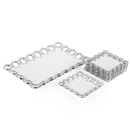 Patera ceramiczna MELRLIN o geometrycznym kształcie + 6 talerzy z ażurowym zdobieniem Patera ceramiczna MELRLIN o geometrycznym kształcie + 6 talerzy z ażurowym zdobieniem - 24 x 35 x 3 cm