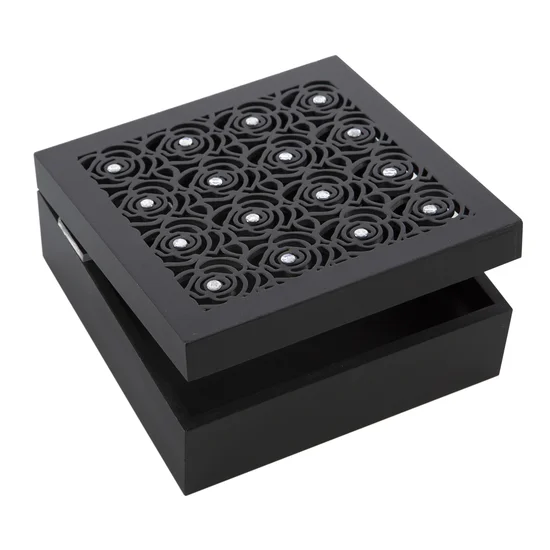 Dekoracyjna szkatułka na biżuterię ROSE - 16 x 16 x 6 - czarny