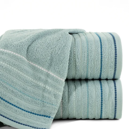DESIGN 91 Ręcznik IZA klasyczny jednokolorowy z bordiurą w pasy - 50 x 90 cm - niebieski