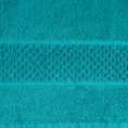 Lekki, chłonący wodę dywanik łazienkowy CALEB z bawełny zdobiony pasem wzoru w krateczkę - 50 x 70 cm - turkusowy 4