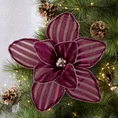 Świąteczny kwiat dekoracyjny wykonany z tkaniny w paseczki - ∅ 24 cm - bordowy 1