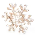 Figurka świąteczna z naturalnego drewna w kształcie śnieżynki - 32 x 4 x 27 cm - jasnobrązowy 1