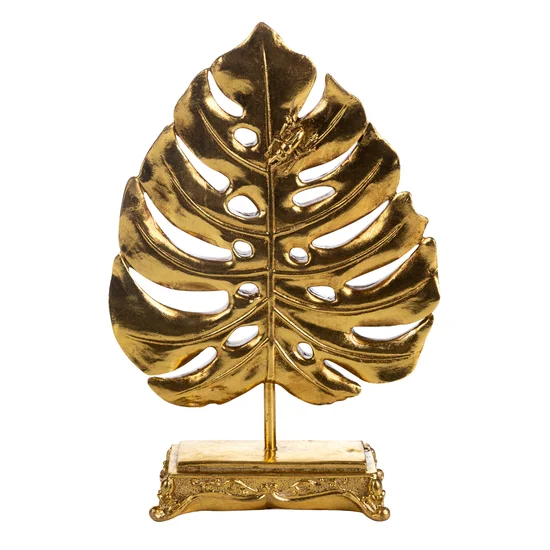 Egzotyczny liść monstery figurka ceramiczna złota - 19 x 8 x 26 cm - złoty