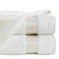 Ręcznik z ozdobną bordiurą z błyszczącą nicią - 50 x 90 cm - kremowy 1