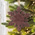 Ozdoba choinkowa STAR - drewniana śnieżynka powleczona welwetem - 12 cm - bordowy 1