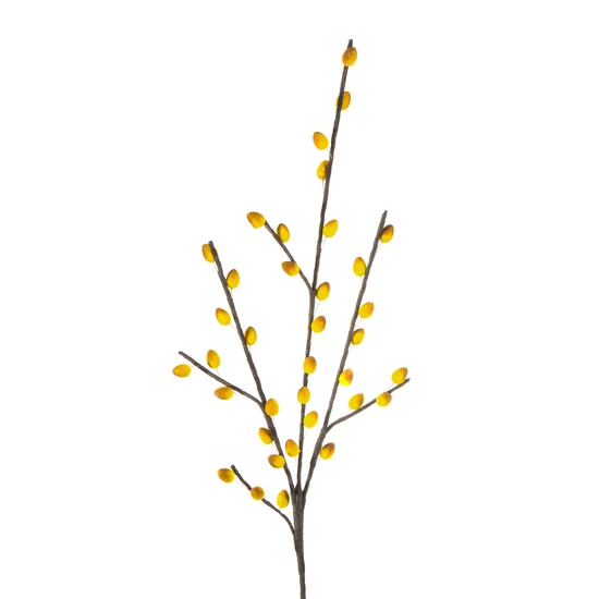 GAŁĄZKA OZDOBNA z pąkami, kwiat sztuczny dekoracyjny - 96 cm - żółty