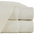 Ręcznik KAMILA bawełniany z ozdobną  bordiurą w formie serc wypełnionych różyczkami - 70 x 140 cm - kremowy 1