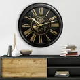 Dekoracyjny zegar ścienny w stylu retro z ruchomymi kołami zębatymi - 64 x 11 x 64 cm - czarny 2