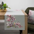 Bieżnik gobelinowy zdobiony  motywem kwiatów magnolii - 40 x 100 cm - popielaty 1