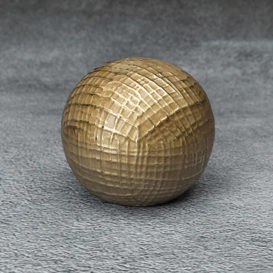 Kula ceramiczna SELMA z wytłaczanym wzorem brązowo-złota - ∅ 11 x 9 cm - brązowy