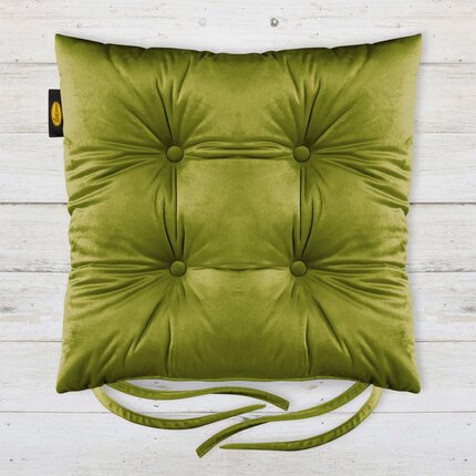 Dwustronna welwetowa poduszka siedziskowa na krzesło z czterema pikowaniami, gramatura 260 g/m2 40 x 40 x 8 cm oliwkowy