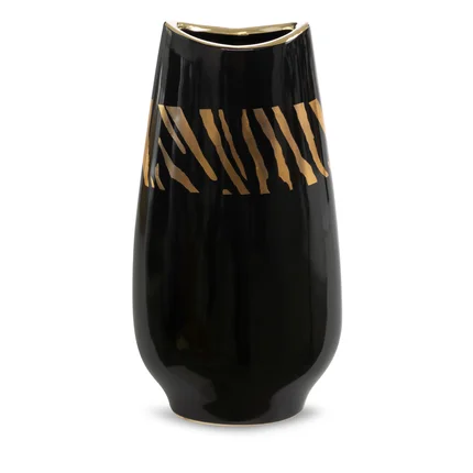 Wazon ceramiczny SELENA czarny ze złotym zdobieniem Wazon ceramiczny SELENA czarny ze złotym zdobieniem - 17 x 8 x 34 cm