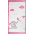 Dywan BABY do pokoju dziecięcego z motywem słonika i różowych chmurek - 80 x 150 cm - kremowy 2