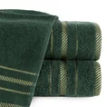 Ręcznik bawełniany KORAL z bordiurą podkreśloną  żakardowymi paseczkami - 70 x 140 cm - ciemnozielony 1