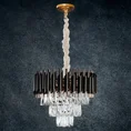 Lampa wisząca KORNELIA z metalu i kryształów w stylu art deco -  - czarny 5