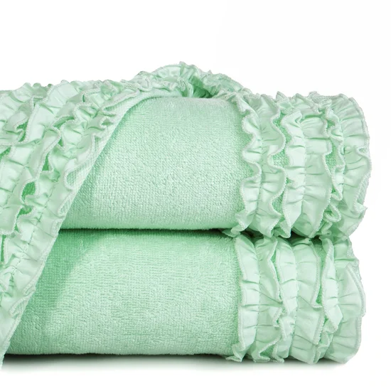 Ręcznik zdobiony falbankami - 50 x 90 cm - miętowy