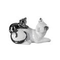 Kotki - figurka ceramiczna biało-srebrna - 20 x 10 x 12 cm - biały 1