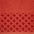 Ręcznik z geometryczną bordiurą z połyskiem - 70 x 140 cm - pomarańczowy 2