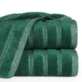 Ręcznik z welurową bordiurą przetykaną błyszczącą nicią - 30 x 50 cm - butelkowy zielony 1