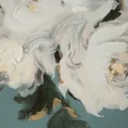 Obraz ROSES 1 ręcznie malowany na płótnie,  białe kwiaty podkreślone refleksami złota - 60 x 60 cm - turkusowy 2