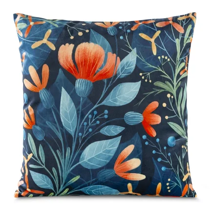Poszewka VELVET 93 z miękkiego welwetu z malarskim kwiatowym wzorem Poszewka VELVET 93 z miękkiego welwetu z malarskim kwiatowym wzorem - 45 x 45 cm