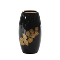 Wazon ceramiczny  z nadrukiem ażurowej złotej gałązki - 13 x 9 x 25 cm - czarny 1