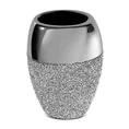 Wazon ceramiczny PALMERA zdobiony drobnymi kryształkami, w stylu glamour - 14 x 9 x 20 cm - srebrny 2