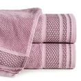 Ręcznik bawełniany SUZANA o ryżowej strukturze z żakardową bordiurą - 50 x 90 cm - pudrowy róż 1