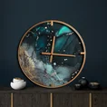 Dekoracyjny zegar ścienny w stylu nowoczesnym ze szkła i metalu - 60 x 5 x 60 cm - turkusowy 9