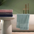 Ręcznik bawełniany ROSITA o ryżowej strukturze z żakardową bordiurą z geometrycznym wzorem, niebieski - 30 x 50 cm - niebieski 7