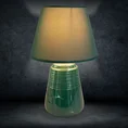 Lampka stołowa KARLA na ceramicznej stożkowej podstawie z abażurem z matowej tkaniny - ∅ 25 x 40 cm - ciemnozielony 1