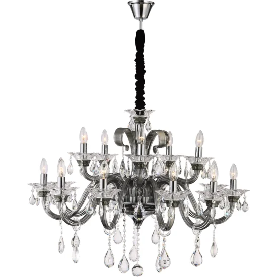 Lampa dekoracyjna GLITTER piętnastoramienny żyrandol z kryształami - ∅ 95 x 70 cm - srebrny