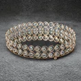 Okrągła taca dekoracyjna MESI z lustrzanym blatem i ażurowym obrzeżem z metalu i kryształów - ∅ 25 x 6 cm - złoty 1