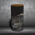 LIMITED COLLECTION Wazon PEONIA czarno-złoty ze szkła artystycznego z motywem kwiatu peoni PASJA CZERNI - ∅ 15 x 30 cm - czarny 1