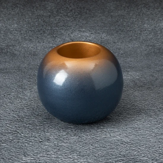 Świecznik ceramiczny NESSA z efektem ombre - ∅ 10 x 9 cm - niebieski